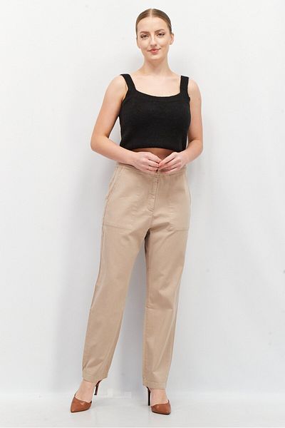 Esprit Women Regular Fit Solid High Rise Pants, Beige
