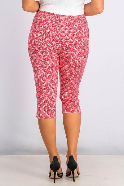 Tchibo Women Printed Stretch Capri Pants, Red