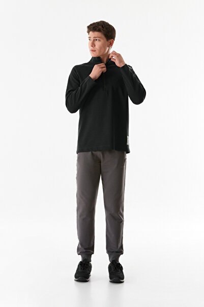 Fulla Moda Βασικό φούτερ με γιακά με μισό φερμουάρ