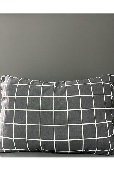 mihriban Set of 2 Anthracite Tile Pattern Anthracite Pillowcases 50X70 cm
