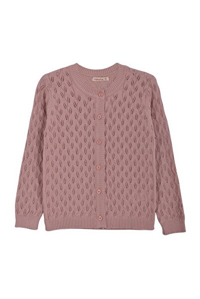 Minora Kız Çocuk Triko Yaprak Ajur Şık Hırka GÜL