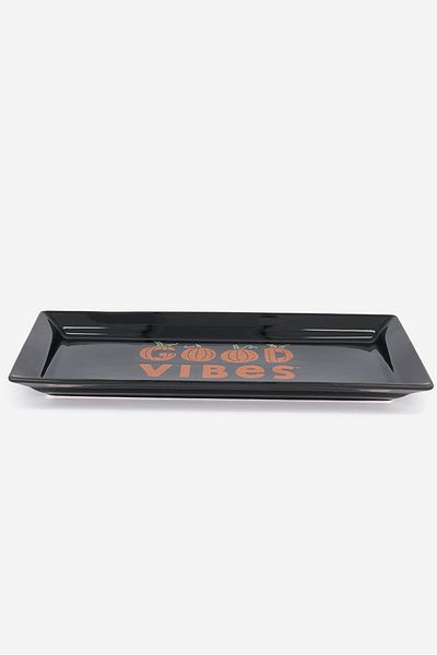 Life is Good Rectangular Graphic Serving Tray, Black