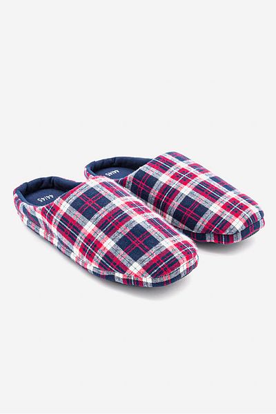 Tchibo Men Plaid Slip,On Slipper, Red Combo