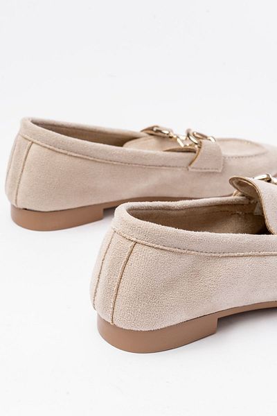 Moda Asmira 303 Beige Suede Casual Women's Ballerinas with Buckle Accessories