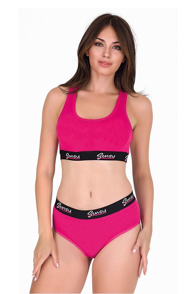 Sensu Fuchsia Colored Women's Sports Bra and Bustier Set