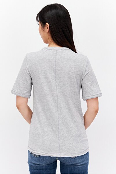 Esprit Women Round Neck Short Sleeve Heather T-Shirt, Grey