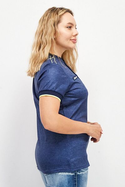 Ellesse Women Stand Collar Short Sleeve Logo Top, Navy