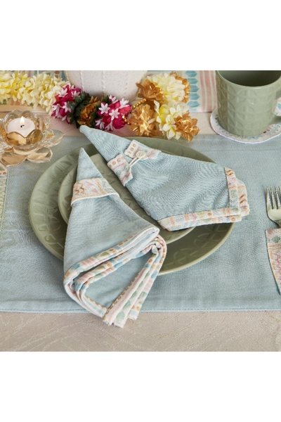 Home Box Glimmer Geo 4-Piece Napkin with Printed Flange Set 40x40 cm