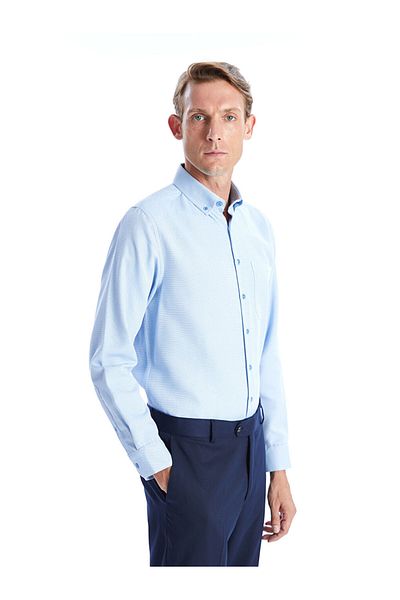 LC Waikiki Men's Textured Shirt - Regular Fit, Long Sleeve, Dobby
