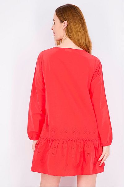 Tchibo Women Tie Neck Long Sleeve Plain Dress, Red