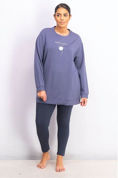 Tchibo Women Printed Pajama Top And Pant Set, Blue