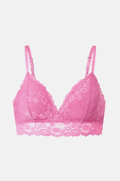 Tchibo Women Lightly Padded Non Wire Lace Soft Bra, Pink
