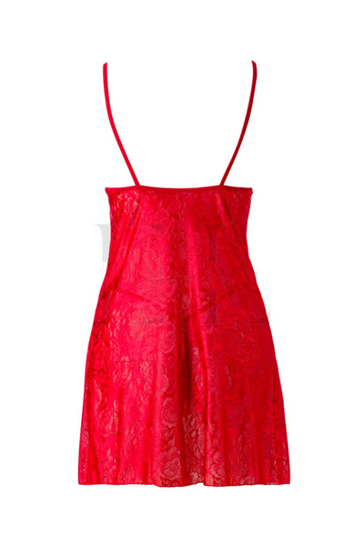 El Major Set cămașă de noapte transparentă cu detaliu din dantelă roșie cu bretele reglabile