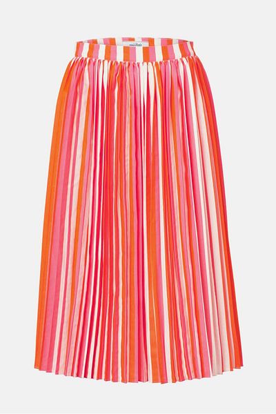 Tchibo Women Stripe Pleated A,Line Skirt, Pink and Orange Combo