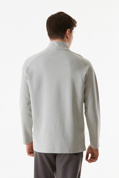 Fulla Moda Βασικό φούτερ με μισό φερμουάρ με ψηλό γιακά