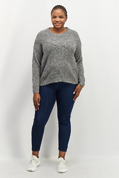 Esprit Women Round Neck Cable Knit Sweater, Grey