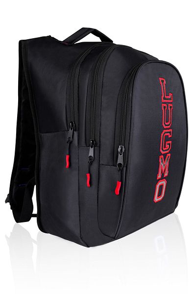 LUGMO Red Three-Compartment School and High School Bag - With Back Support and Emblem