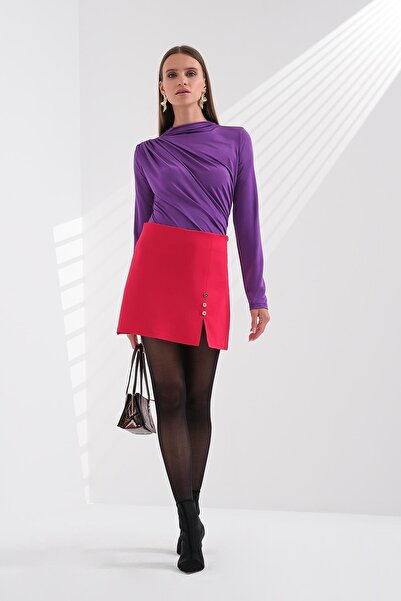 EXPLOSION Gold Metal Düğmeli Şort Etek