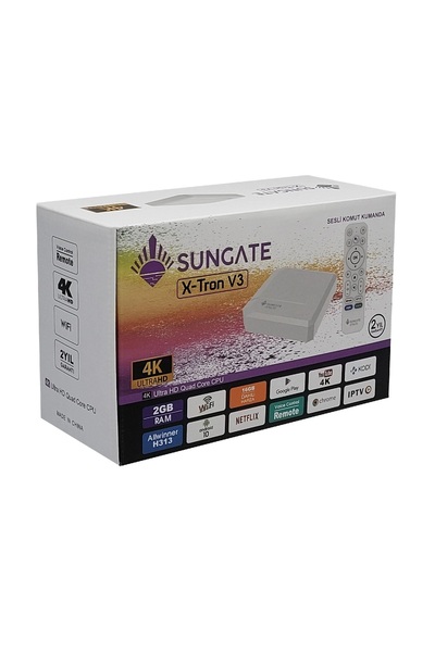 Class SUNGATE V-TRON V3 Ses Komutlu 4K Ultra HD ANDROİD BOX Wifi