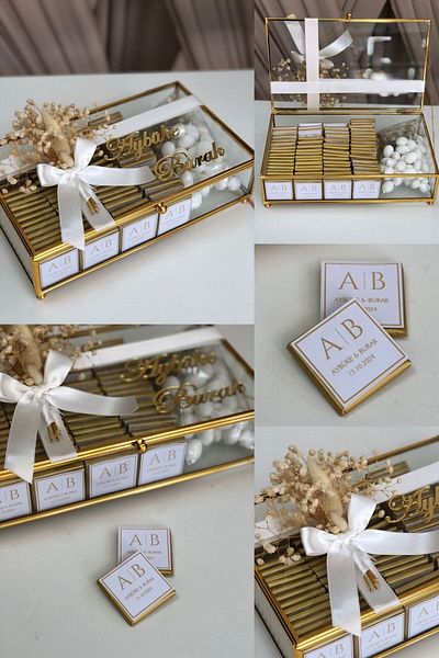 Masalsı Concept Wishing Chocolate in a Special Glass Box, Promise-Engagement Chocolate