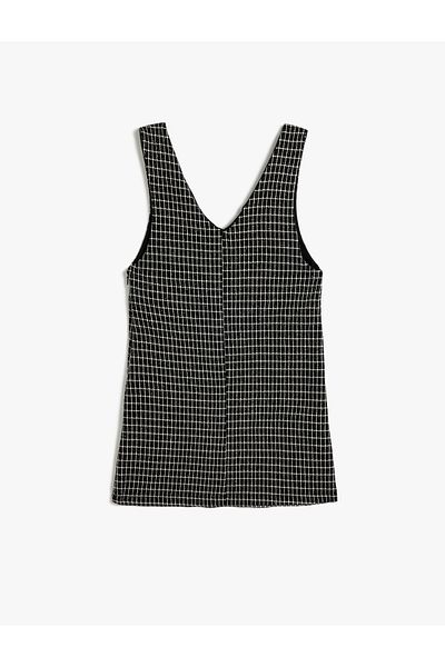 Koton Μίνι Φόρεμα Gilet - Αμάνικο με λαιμόκοψη V με τσέπες