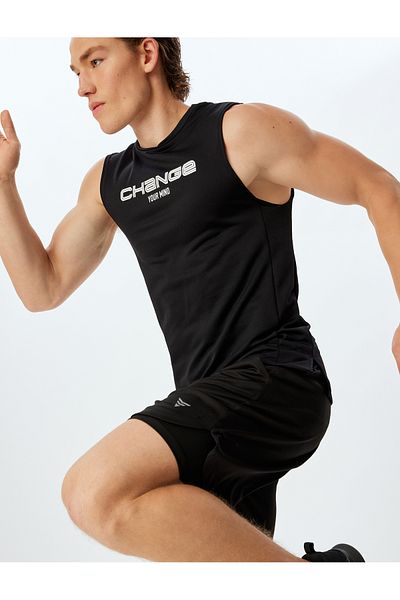 Koton Ärmelloses Sport-Singlet mit Rundhalsausschnitt – mit Slogan-Aufdruck