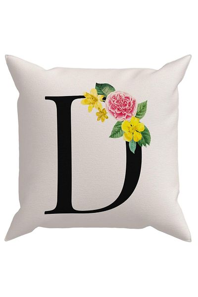 Evdek Husă de pernă cu literă florală (D).