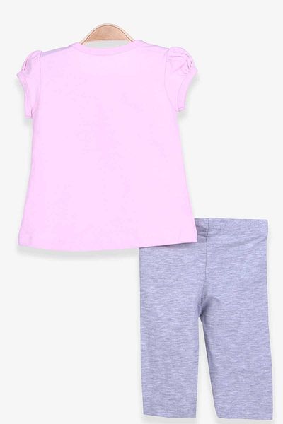 Breeze 1-4 Years Girl's Capri Tights Set - Bow and Pompom, Powder