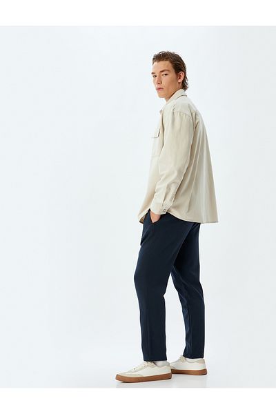 Koton Fabric Trousers with Lace Waist and Pocket Detail