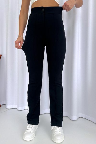 Mine Tan Butik Palazzo Full Lycra High Waist Women's Trousers - Black