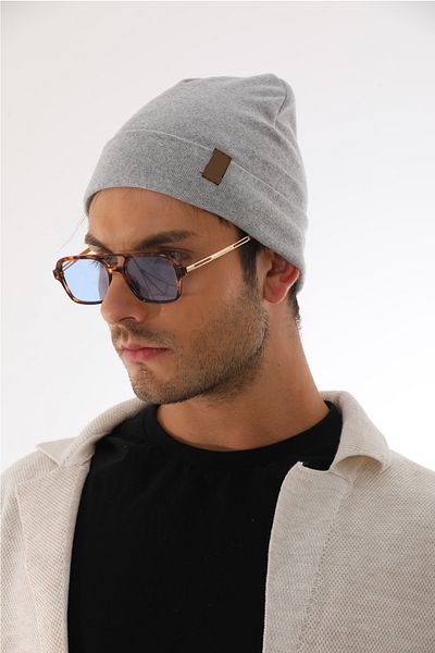 Elif İç Giyim Men's Folded Gray Combed Cotton Beret