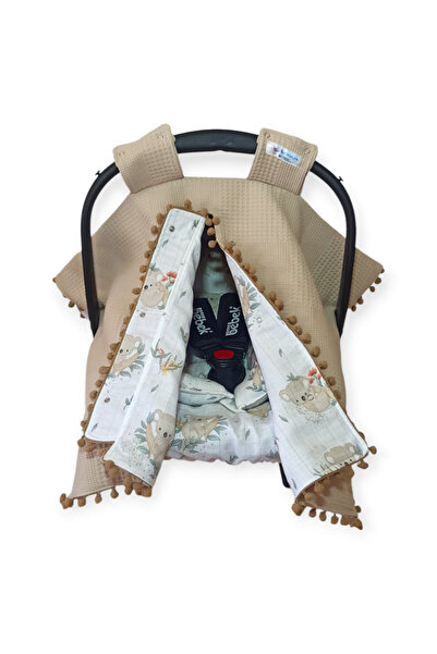 Birmelek غطاء عربة أطفال من الموسلين ذو طبقة مزدوجة منقوشة على الوجهين - وساد...