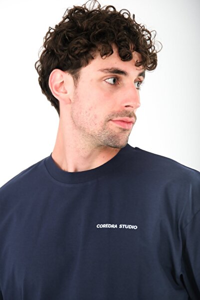 Coredra Std Navy Blue - Tricou Oversize Fit Barbati