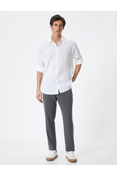 Koton Viscose Blended Jogger Pants - Lace-Up Waist, Pocket