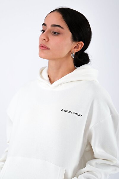 Coredra Std Ecru - Hoodie opuštenog kroja za žene