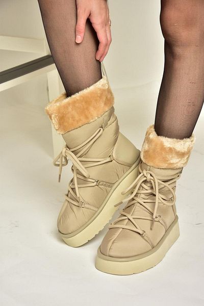Fox Shoes Τ 476383004   Μπεζ υφασμάτινες μπότες χιονιού