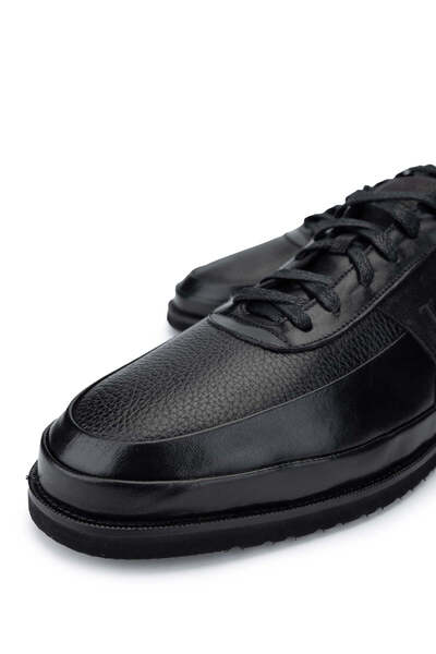 Tamer Tanca Erkek Hakiki Deri Siyah Kürklü Casual Ayakkabı