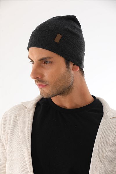 Elif İç Giyim Men's Folded Anthracite Combed Cotton Beret