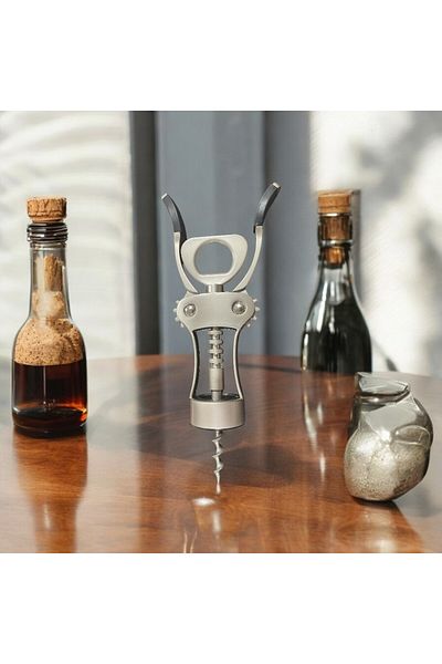 tg tek-iş global Corkscrew Stainless Steel Cork and Metal Bottle Cap - Multi-Purpose