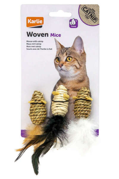 Karlie Natural Cat Toy 3-Piece Mouse Set 5cm Alsat