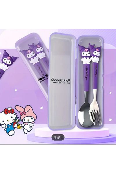 seyuse Sanrio Characters Fork Spoon Set Kuromi/Hello Kitty/ My Melody Stainless Steel