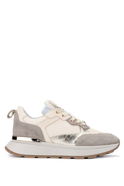 Tamer Tanca Women's Genuine Leather Beige Sneakers & Sports Shoes