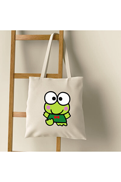 Cemira Keroppi design thick canvas, rips cloth bag, shoulder bag, thick tote ...
