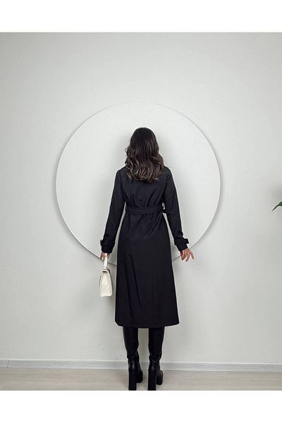 GİZONLY Double Breasted Collar Trench Coat