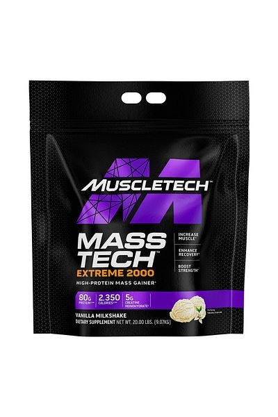 MUSCLETECH Mass Tech Extreme 2000, Vanilla Milkshake, 20 LB