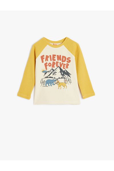 Koton Crew Neck Printed Long Sleeve T-Shirt