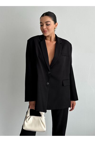 Laluvia Schwarze Washington-Blazerjacke