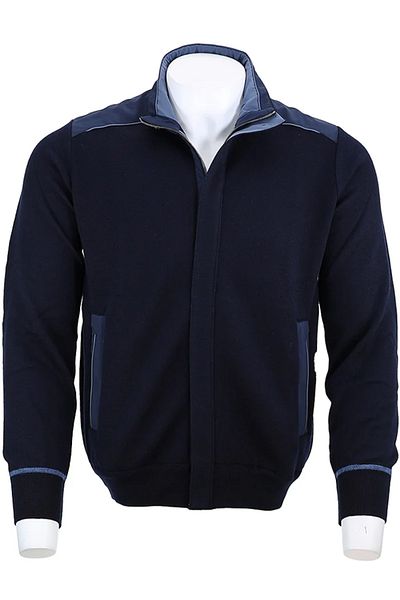 PAUL&SHARK Men's Stand Collar Wool Long Blue Sweater 14311206 -050