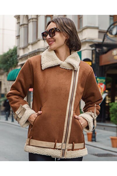 Des'ree Kemer Mynoa Γυναικείο Παλτό Suede Παλτό-oversize Suede Παλτό Γυναικείο Παλτό