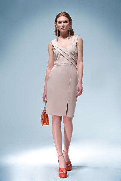 EXPLOSION Kalın Askılı Midi Elbise